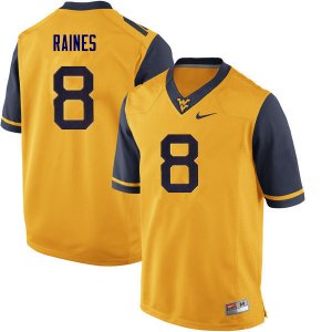 Men's West Virginia Mountaineers NCAA #8 Kwantel Raines Yellow Authentic Nike Stitched College Football Jersey HP15H06AD
